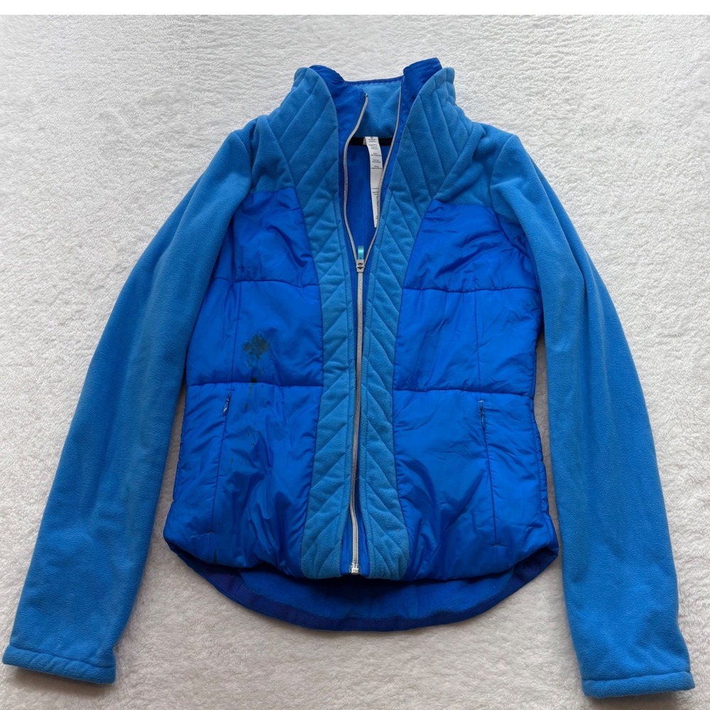 Lululemon Athletica Blue Quilted Puffer Fleece Hybrid Jacket Size 6 C607